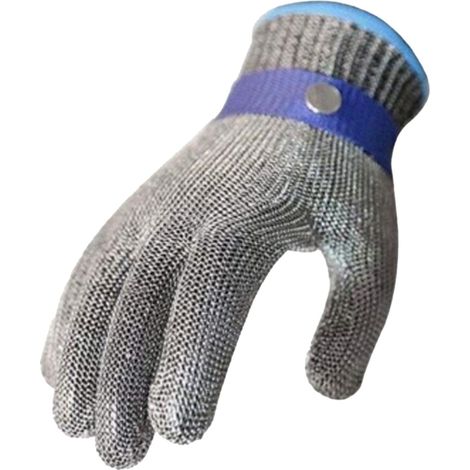 2 Metzger-Kettenhandschuh, Edelstahl, schnittfest, blau, Hochleistungsschutz der Stufe 5, XL (1/4)