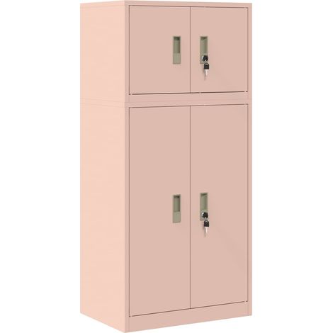Maison Exclusive - Armadio 2 pz Rosa 60 x 40 x 130 cm Acciaio Bloccabile (1/5)