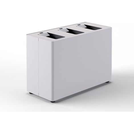 Pattumiera a 3 Scomparti Totale 72 L 71,5x33x49 cm con Contenitori Interni in Acciaio Verniciato Bianco