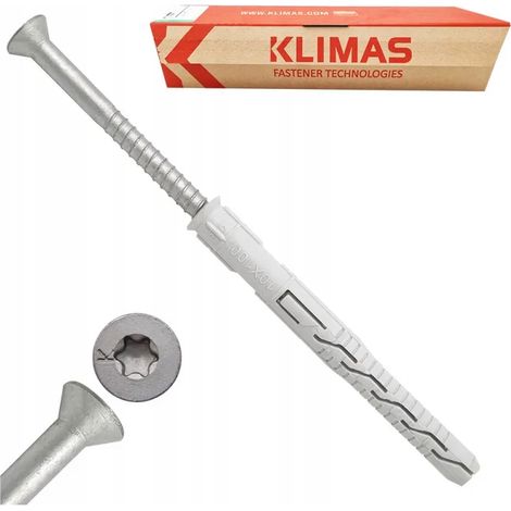 Chevilles De Cadre Klimas KPS-FAST 10 x 100, Torx, Tete Fraisee, Lot De 50
