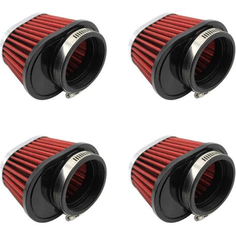 Compatible avec 4 filtres à air coniques ronds universels pour voitures et motos, filtres d'admission de 51 mm (2 pouces) - rouge (1/5)