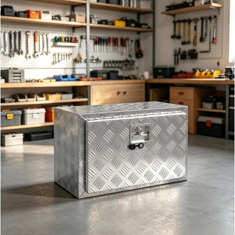 Caisse à outils pour camion en aluminium 76 L avec serrure à 2 clés, joint d’étanchéité, ouverture frontale et charge max. 30 kg, pour utilitaire, garage ou chantier – CHICFURN (1/5)