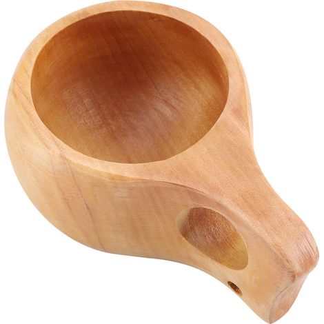 Tasse à café en bois portable pour extérieur, mug naturel pour boissons chaudes avec anse (1/5)