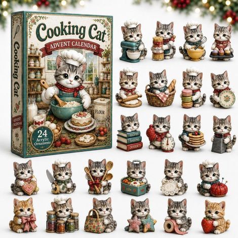 Chat pâtissier calendrier avent 2026 2D boîte surprise
