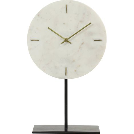Orologio su piedistallo Moreno in marmo bianco - 26x10x43 cm