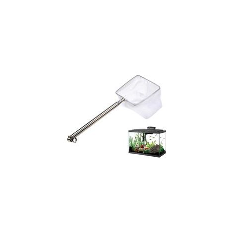 Mini épuisette pour aquarium avec manche extensible en acier inoxydable, mailles fines carrées souples pour aquariums et petits bassins (8 cm)