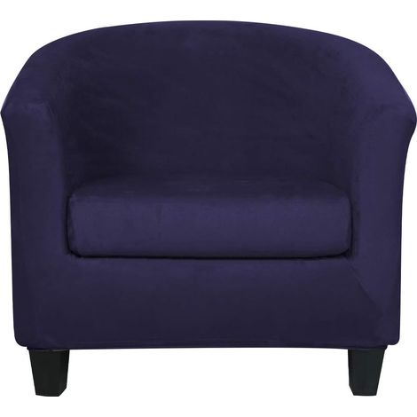Set of 2 chair covers with stretch velvet cushion covers for armchairs, dining room, living room, office, reception, cafe, bar, counter (navy blue) (1/5)