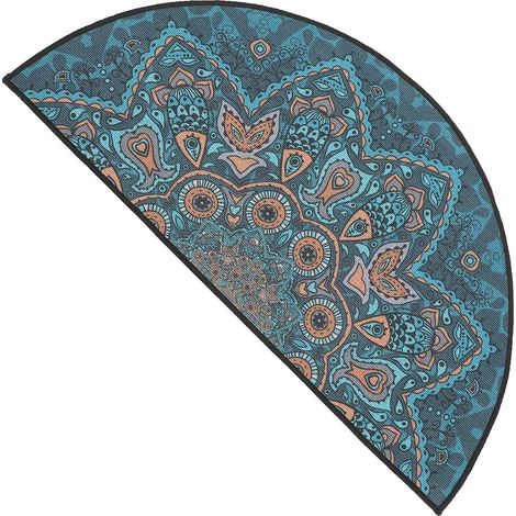 Tapis Demi-Cercle Bohème 40X80 CM en Polyester Lavable Tapis d'Entrée Antidérapant Absorbant pour Salle de Bain et Chambre Paillasson Mandala Ethnique Décoratif (1/5)