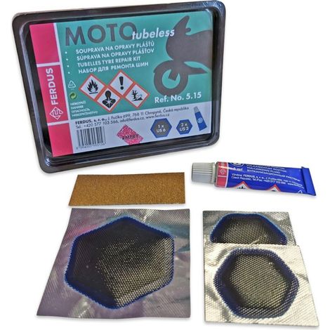 Kit de reparación de neumáticos de motocicleta sin cámara, parches - 5 piezas (1/2)