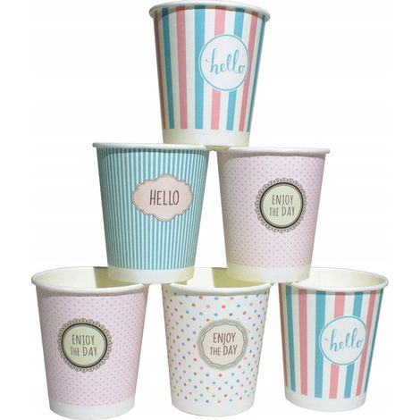 Tazze di carta per caffè, colori pastello, 250 ml, 100 pezzi, per tè e bevande calde. (1/5)