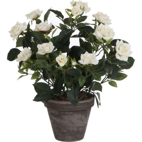 Mica künstlicher Rosenstrauch weiß im Blumentopf 33 x 25 cm Dekoblumen (1/3)