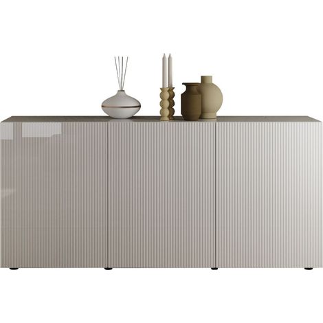 Buffet SCENA – L181 x H84 x P42 cm – 3 porte – Bianco lucido (1/5)