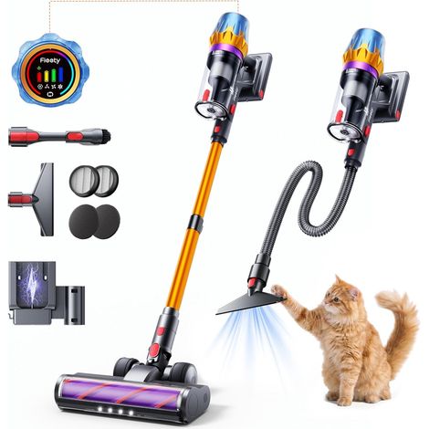80Min/650W/55KPa Aspirateur Balai sans Fil, 1.8L Aspirateur sans Fil Puissant, Batterie Optimisée, Brosse Anti-Enchevêtrement, Écran LED, Rechargeable Support Mural, Parfumé, Sols Durs, Tapis (1/5)