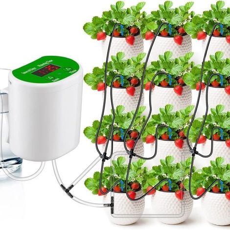 Kit d'irrigation Goutte à Goutte Automatique, Système d'irrigation Automatique pour Plantes d'intérieur, Affichage LED (1/4)
