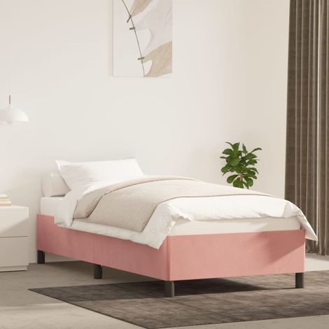 Lit adulte-90 x 200 cm, Cadre de lit, Lit Simple, Structure de lit Rose Velours PDKEI45456 (1/5)