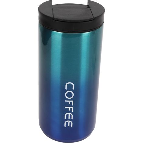 Gourde isotherme bleu dégradé 350ML, bouteille d'eau en acier inoxydable large ouverture antidérapante, tasse à café isolante (1/5)