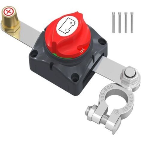 ALLIANDISInterrupteur de déconnexion de batterie supérieur - 12 V-48 V, étanche 12 V - convient aux véhicules marins et aux camping-cars - 1 pièce, rouge (1/4)