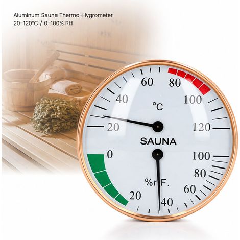 Termometro per sauna Toivize - Alluminio - Montaggio a parete 20-120 °C Igrometro Temperatura Umidità Interno Esterno per Spa domestica (1/4)