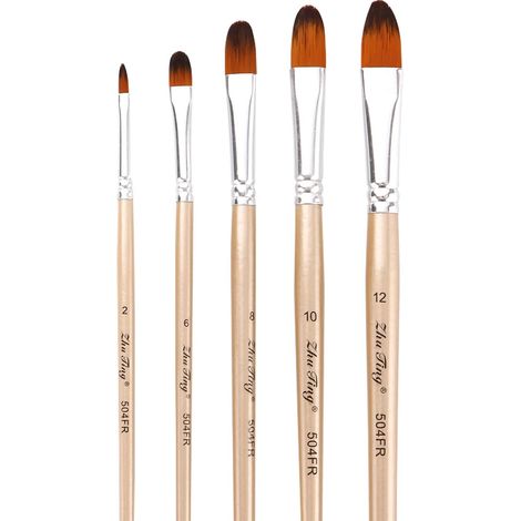 Piece Filbert Tip Brush Set Nylon Bristles Nylon Handle (1/5)