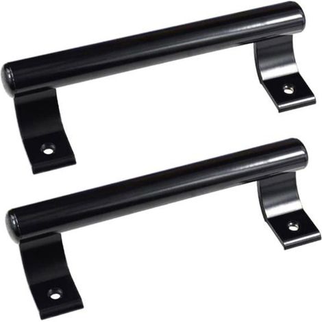 Poignée porte coulissante aluminium 8 pouces noire - Pack de 2, design moderne (1/5)