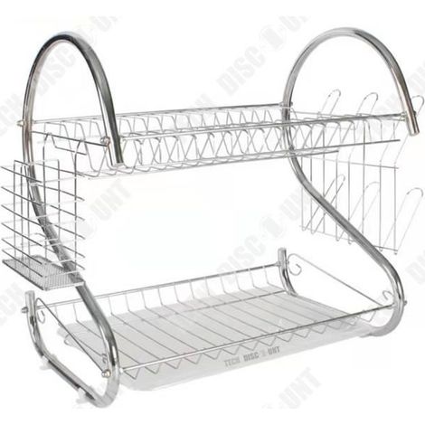 1 Égouttoir à vaisselle, double couche, acier inoxydable, rangement compact, idéal cuisine moderne et petits espaces