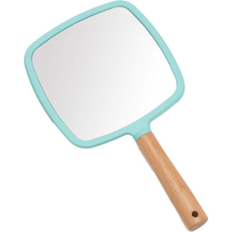 Miroir À Main - Surface Réfléchissante HD Sans Distorsion - Poignée En Bois Naturel - Forme Carrée - 1 Pièce (1/5)