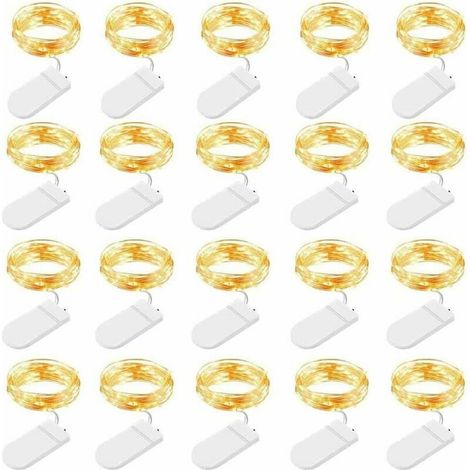 Luci natalizie a catena, 20 pezzi 1 m 10 LED lucine in filo di rame per camere da letto - RWChristmas String Lights (1/5)