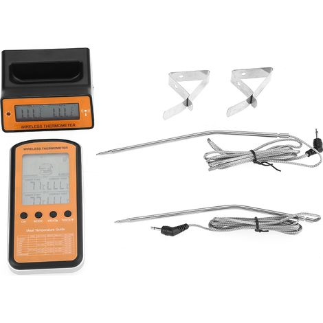 Thermomètre alimentaire numérique LCD sans fil avec télécommande et double sonde pour barbecue, four et cuisine-AquaForge (1/5)