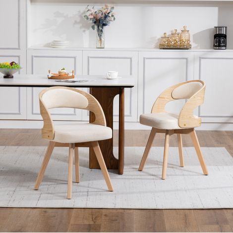 Sedia da pranzo in legno beige girevole 360° con cuscino imbottito e schienale ergonomico,41×44×72cm (1/5)