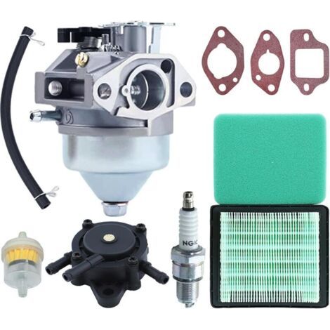 Kit de Carburateur pour Honda GCV190 Tondeuse, ADEFOL Carburateur avec Filtre à Air & Joint & Bougie & Pompe à Carburant Pièces de Rechange de Moteur Accessoire 9 en 1