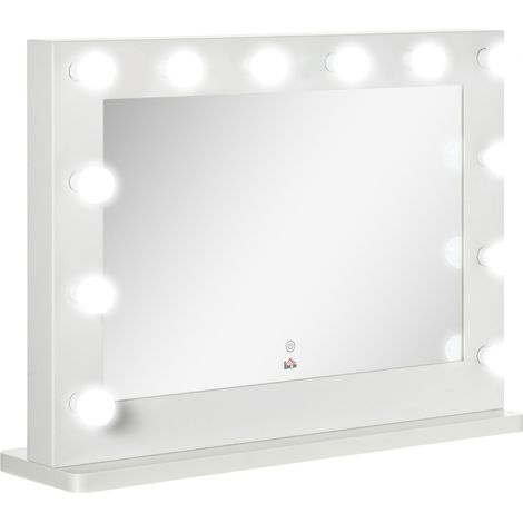 Miroir Hollywood lumineux tactile avec mémoire, 12 LED dimmables, blanc, 80x60 cm pour un maquillage impeccable. (1/5)