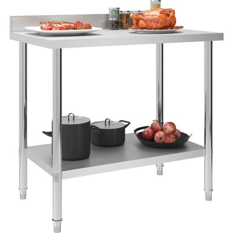 Table de travail de cuisine avec dosseret 100x60x93 cm Inox