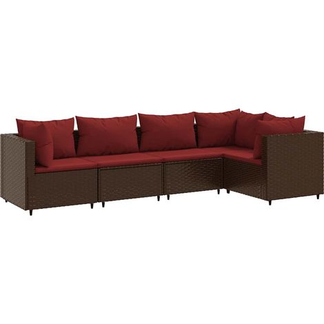 Maison Exclusive - 5-tlg. Garten-Lounge-Set mit Kissen Braun Poly