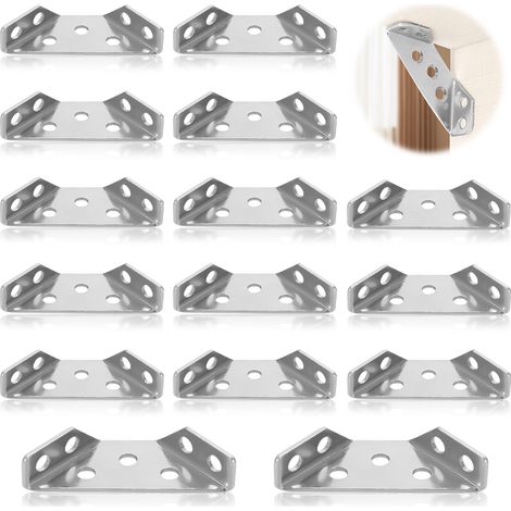 Support triangulaire en acier inoxydable, lot de 20 équerres de fixation triangulaires, équerres de réparation pour meubles en acier inoxydable pour armoire, table, chaise (69 x 30) (1/5)