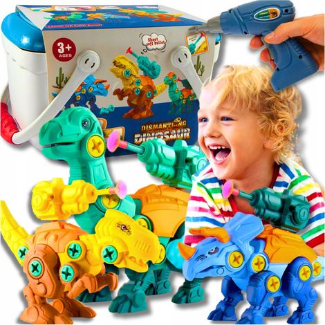 Set di costruzioni DINOSAURI con avvitatore a batteria e blocchi da costruzione