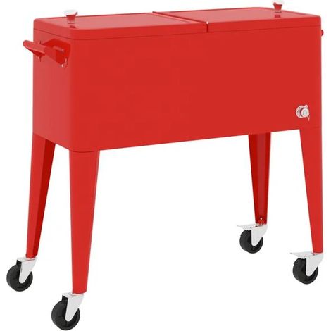 Chariot réfrigéré rouge à roulettes, 92 x 43 x 89 cm (1/5)