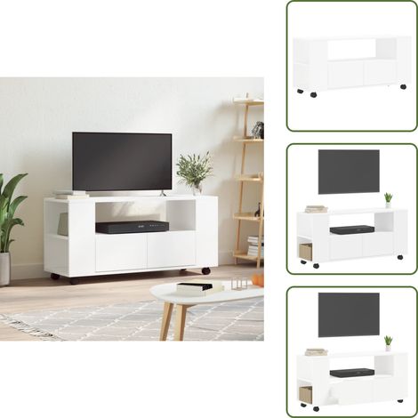 TV-Schrank Weiß 102x34,5x43 cm Holzwerkstoff - TV Schrank - Fernsehtisch - Holzwerkstoff Möbel - Weißer TV Stand - Wohnzimmerschrank