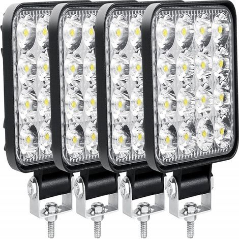 4PCS Projecteur LED 48W Etanche IP67 Phare Travail 12V 24V Pour 4x4 Camion Tracteur (1/5)