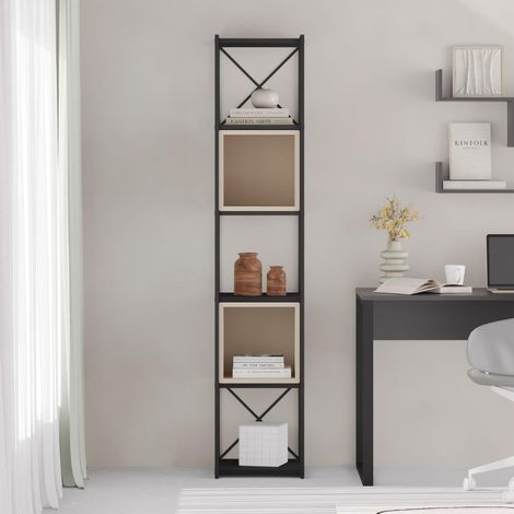 Librería estructura metal negro y cubos color arenisca 36.2x39x179H Vale Mini (1/5)