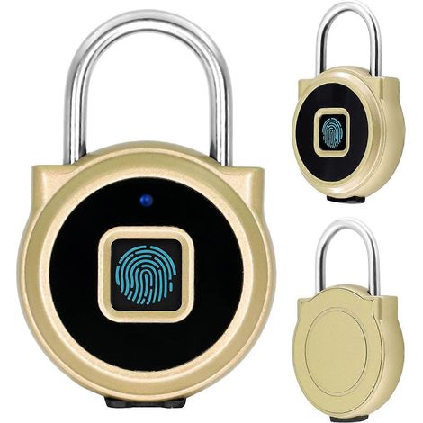 Cadenas intelligent à empreinte digitale, serrure Bluetooth, rechargeable par USB, autorisation à distance, serrure de sécurité intelligente sans clé (Or) (1/5)