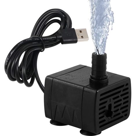 Pompe à eau USB 5W 180L/H – Mini pompe pour aquarium, pompe de bassin réglable, pompe à eau submersible pour fontaines, étang, jardins