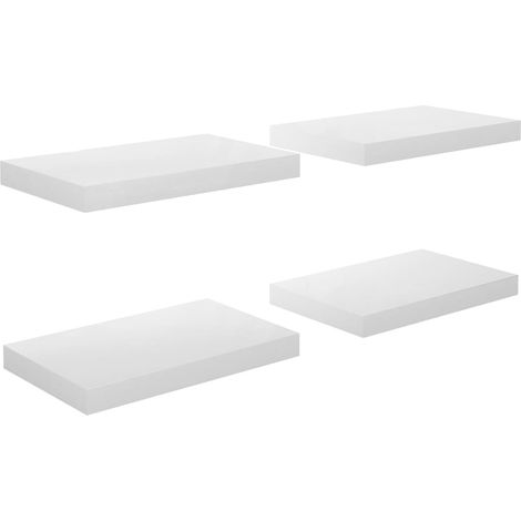 vidaXL Scaffali a Parete 4 pz Bianco Lucido 40x23,5x3,8 cm in MDF