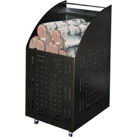 Idroweb – Serviteur de cheminée porte-bois en boîte – Acier épais 1,20 mm – Roulettes pour déplacement facile – Design moderne noir