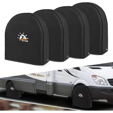 4 Pack Tire Covers Suitable for a Tyre Diameter 76-81 cm, Wheel Covers, PU Oxford Waterproof Car Wheel Cover for RV, Truck, SUV, Travel Trailer (1/5)