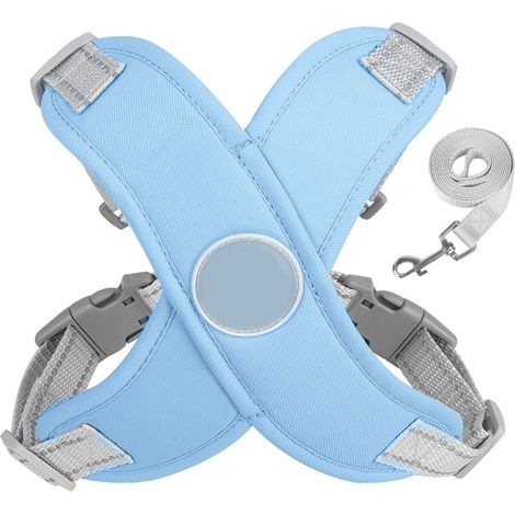 GARRYFIZH Harnais pour Chien Anti-Étranglement – Veste Réfléchissante Douce et Matelassée, Ajustable (Bleu) pour Entraînement à la Marche (1/5)