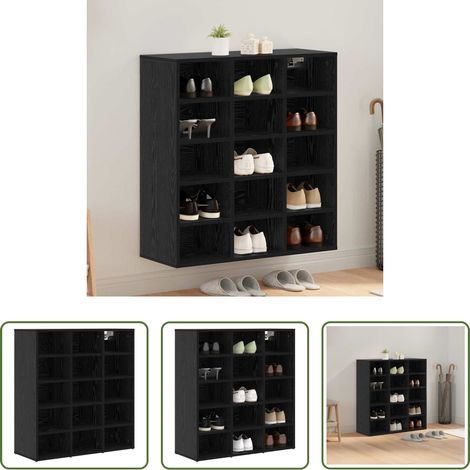 vidaXL Meuble de rangement - Cabinet à chaussures Chêne noir 77,5 x 30 x 83,5 cm (1/5)