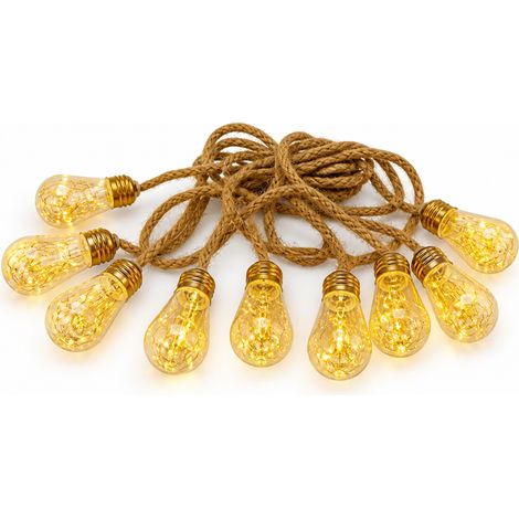 Guirlande Lumineuse LED à Ampoules Rondes, Blanc Chaud, 5 m 20 Lumières, 8 Modes, Étanche, Télécommande, Jardin (1/5)