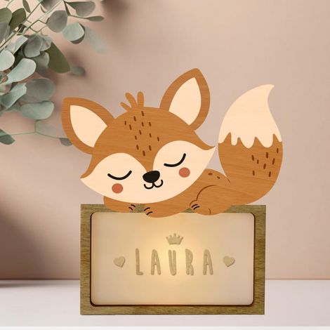 Lampe Veilleuse Bébé Personnalisée et Veilleuse Enfant Personnalisée Renard - Accesoire Cadeau Bebe naissance personnalisé Garcon et Fille, Cadeau Bapteme Fille et Garcon, Decoration Bebe (1/5)