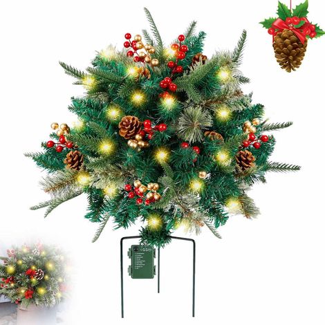 Arbre De Noël Artificiel - 40 Cm - Avec Lumières Led - Support Tripode - Pour Bac Ou Jardin - 60 Led Blanc Chaud - Alimenté Par Piles (1/5)