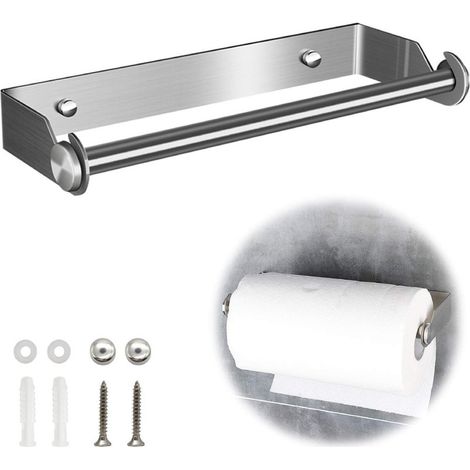 Porte-essuie-tout mural en argent - Support pour rouleau de cuisine - Distributeur d'aluminium et film plastique - Accessoire de cuisine pratique - OUYLAF